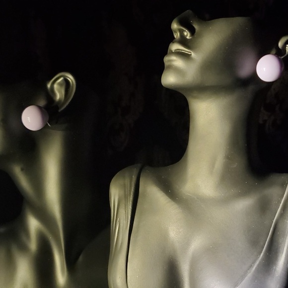 Elegant Purple Ball-Shaped Large Colorful Stud Silver Earrings - Picture 4 of 6